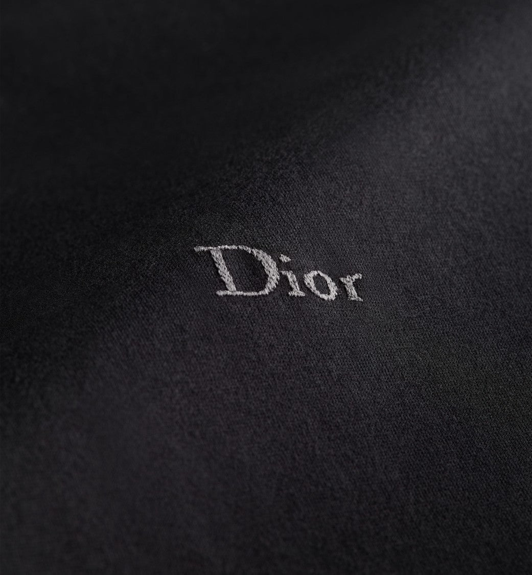 Christian Dior Black Embroidered Signature Crew Neck Cotton T-Shirt