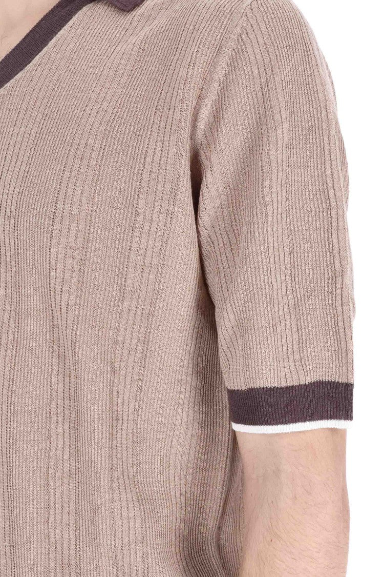 Ballantyne V-Neck Linen Tennis Polo