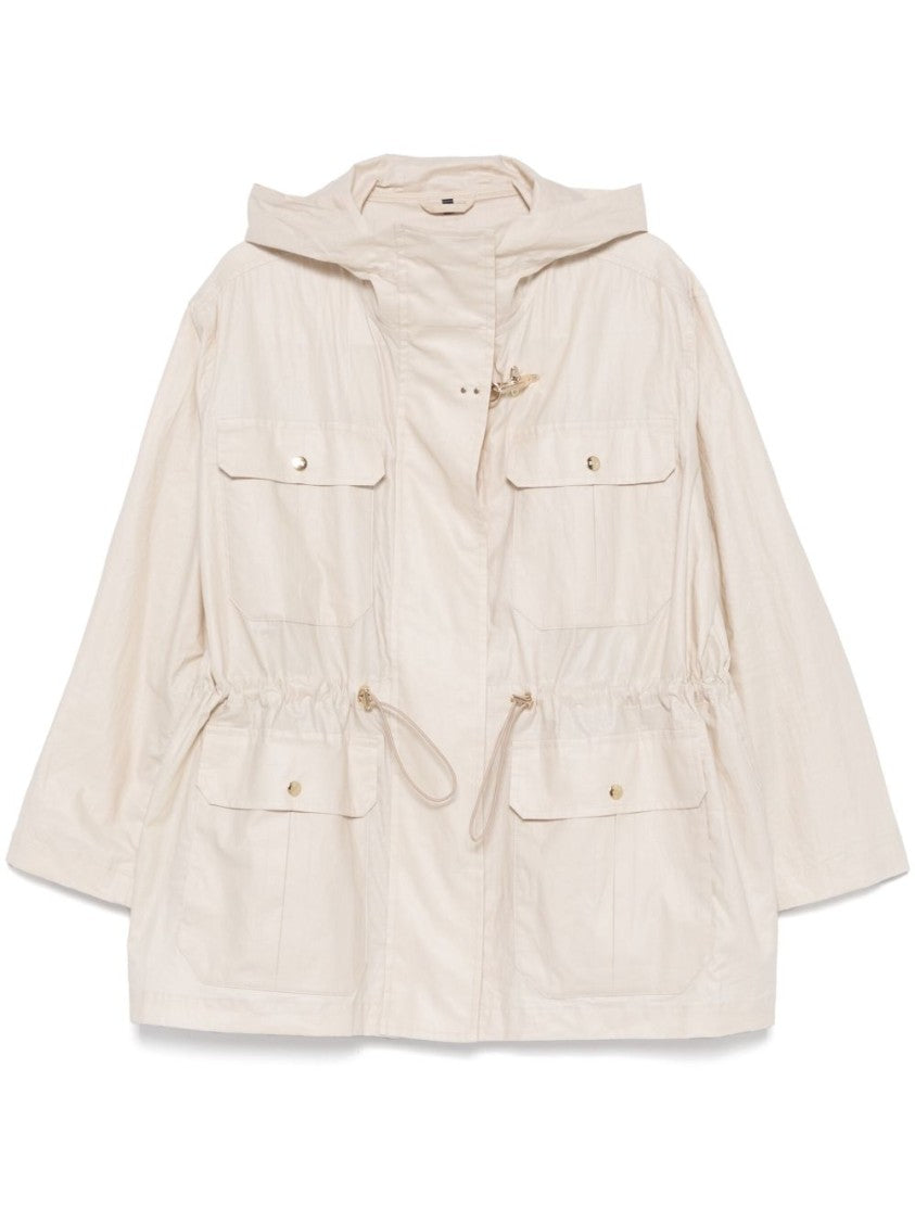 Fay Versatile White Parka With Customizable Silhouette