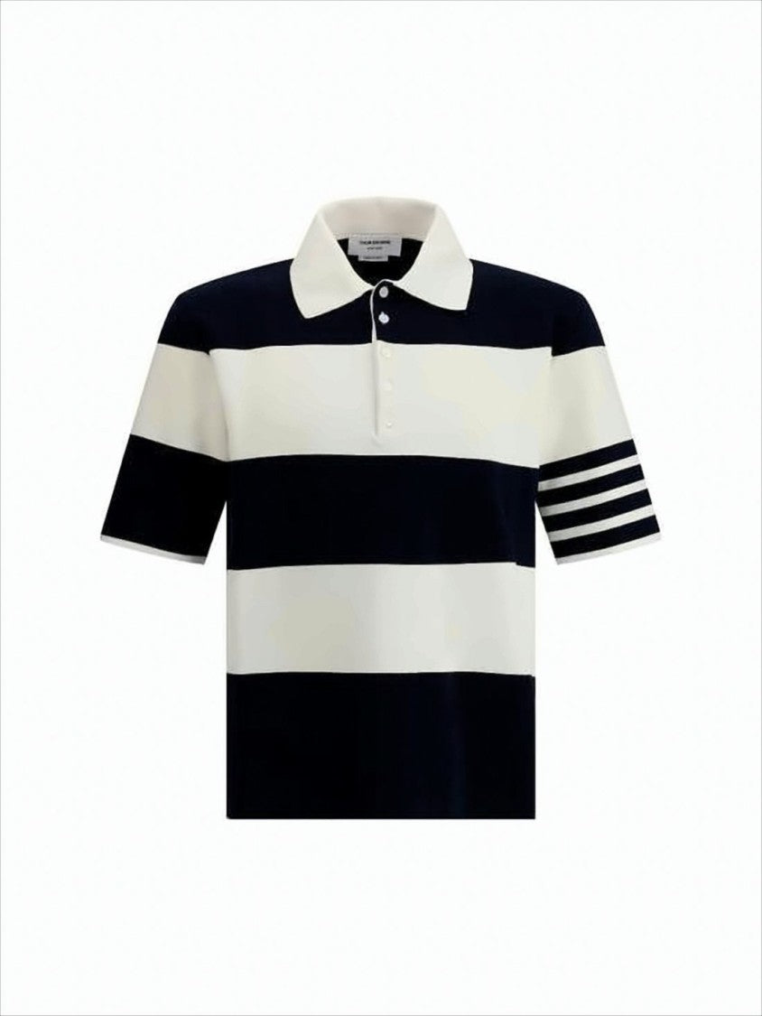 Thom Browne Broad Striped Polo Shirt With Classic Collar And Placket