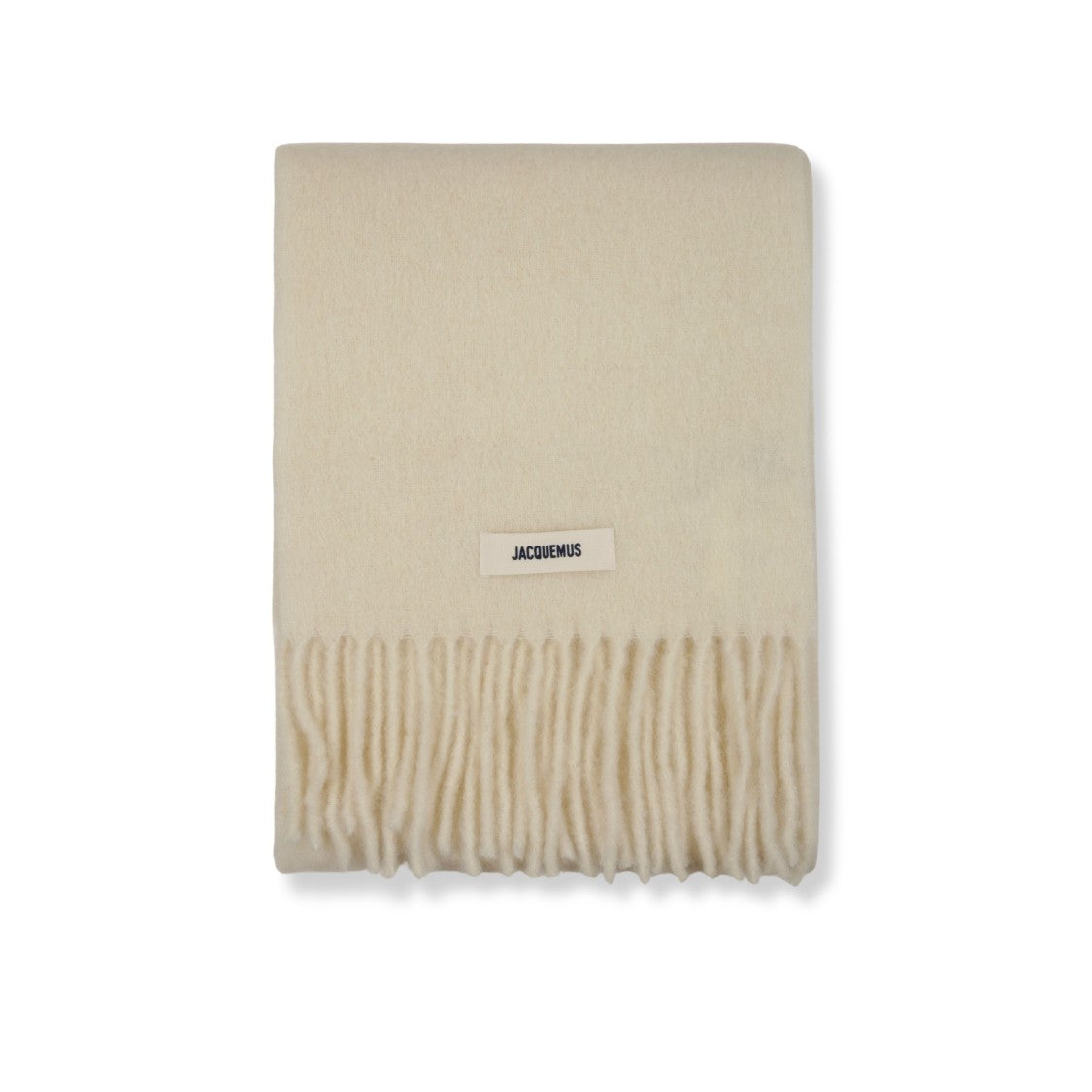 Jacquemus Fringed Wool Scarf With Gros-Grain Logo