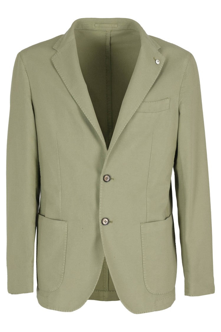 L.B.M. Single-Breasted Green Lyocell And Cotton Jacket