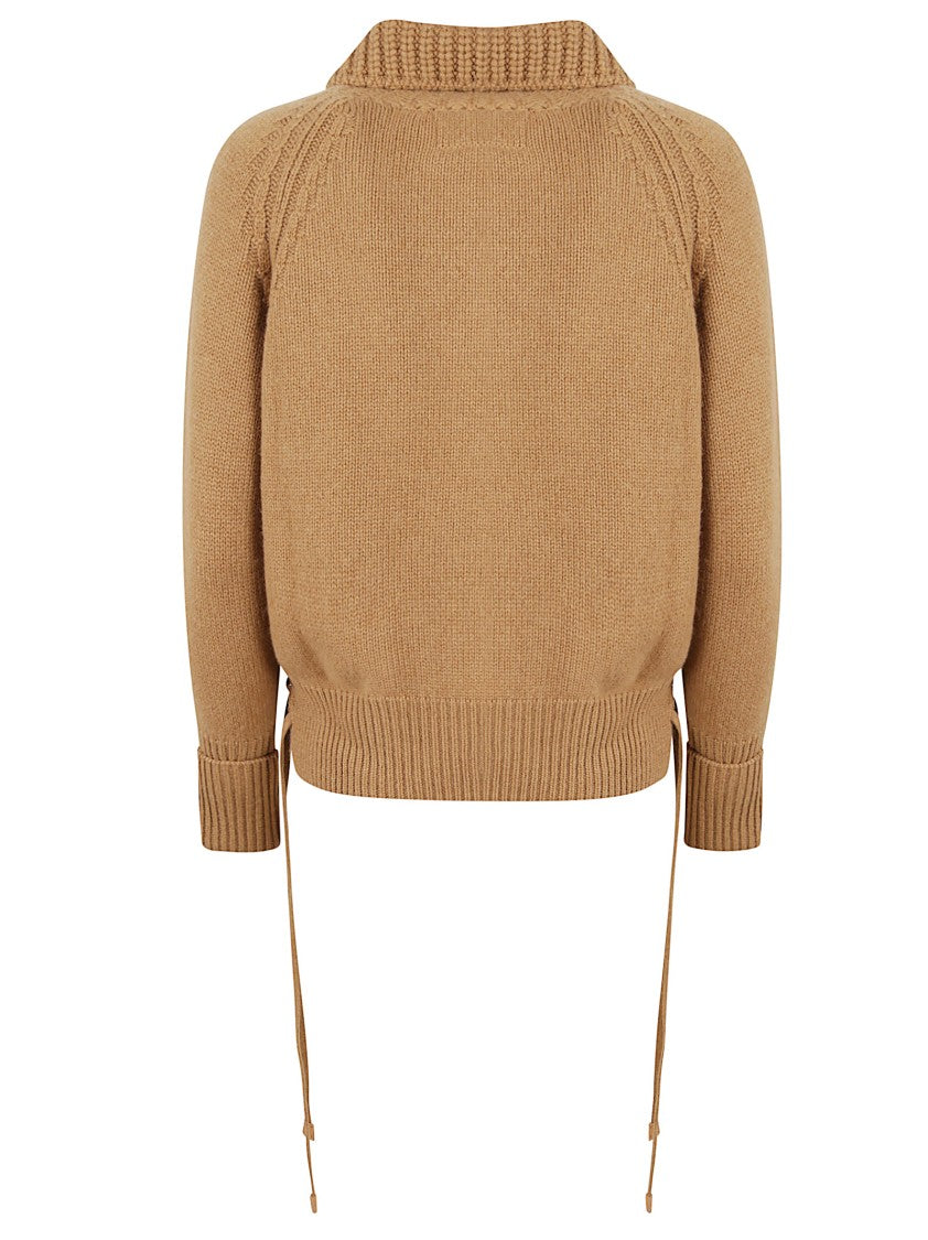 Ermanno Scervino V-Neck Cashmere Sweater With Lace Detail