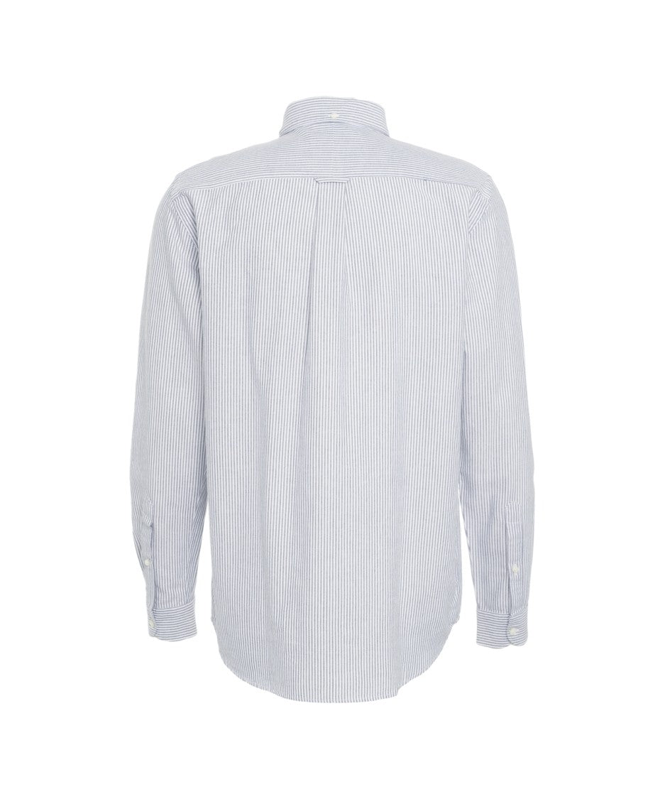 Closed Vertical Stripe Long-Sleeve Shirt With Button-Down Collar