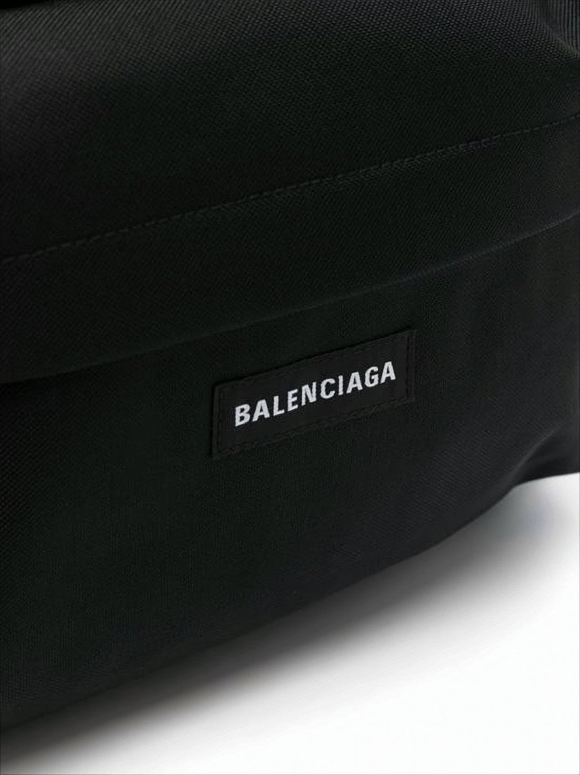 Balenciaga Minimalist Black Backpack With Logo Patch