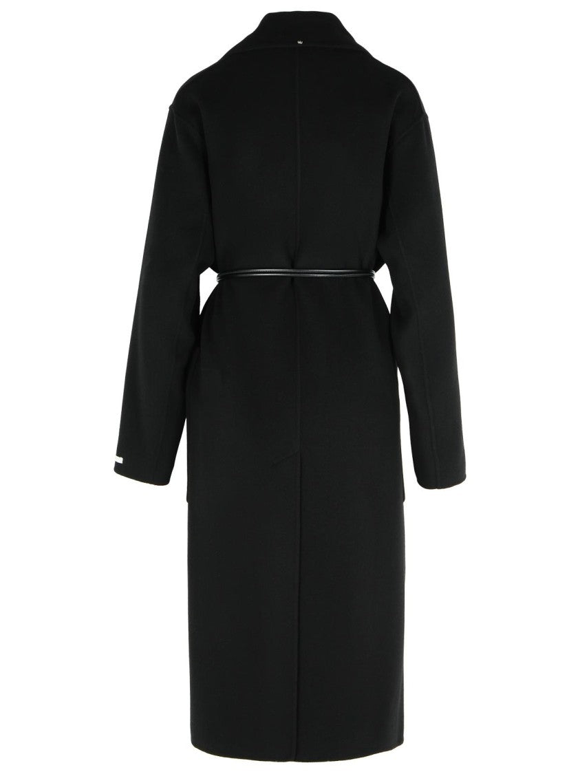 Sportmax Abate' Black Virgin Wool Robe Coat