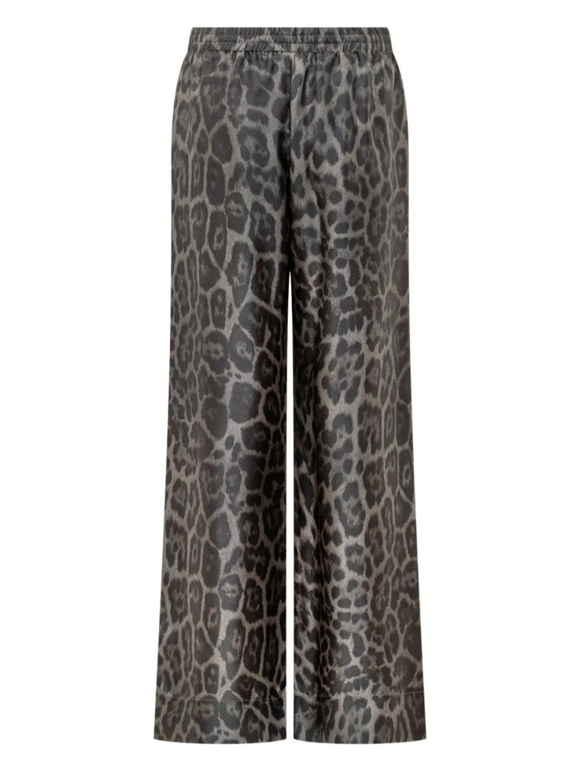Stella Mccartney Leopard Print Silk Trousers With Drawstring Waistband