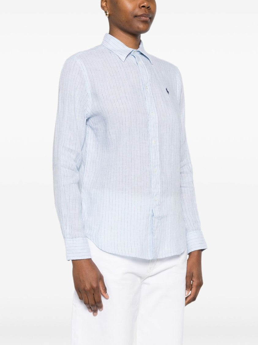 Polo Ralph Lauren Light Blue Vertical Striped Button-Up Shirt