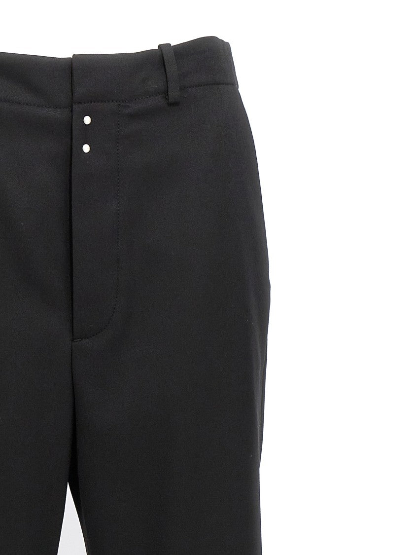 Mm6 By Maison Margiela Flared Black Wool Blend Pants With Contrast Stitching