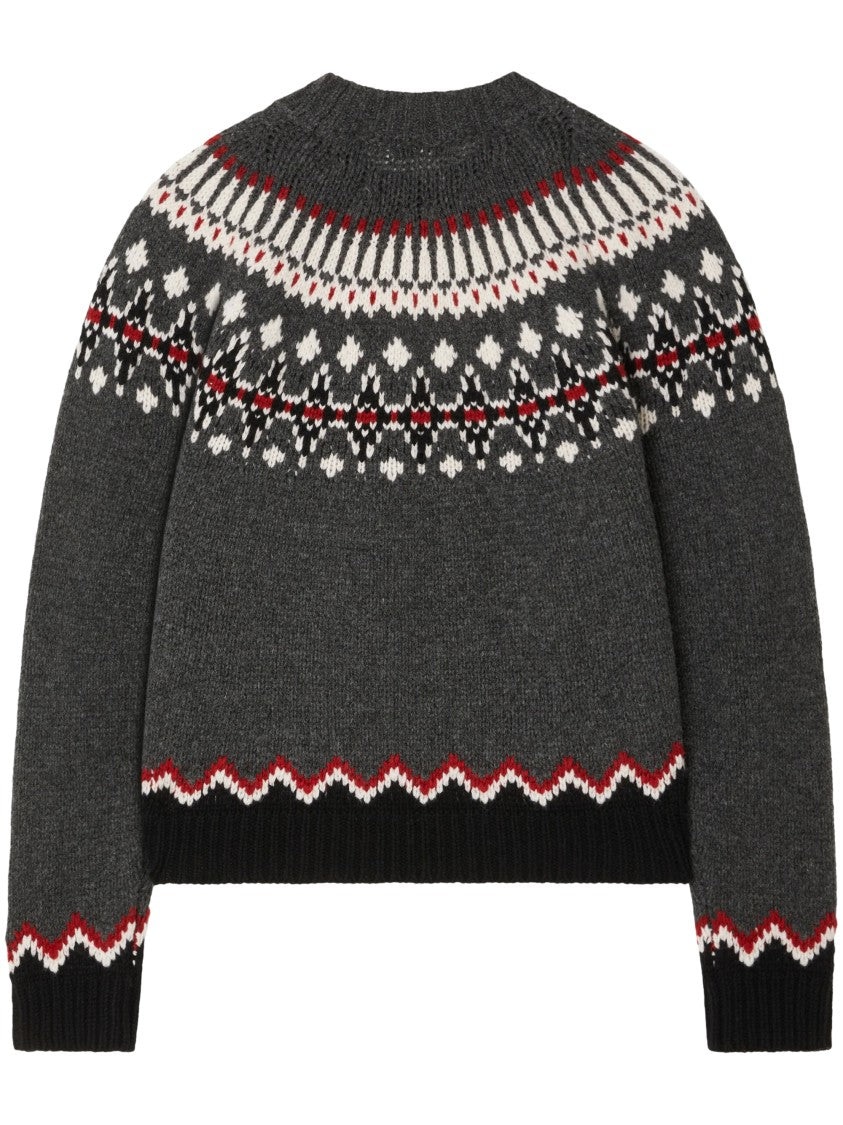 Alanui Fair Isle Knit Sweater With Zigzag Hem