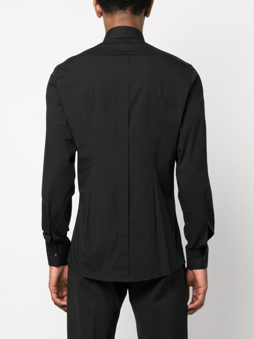 Dolce & Gabbana Slim-Fit Black Poplin Italian Collar Shirt