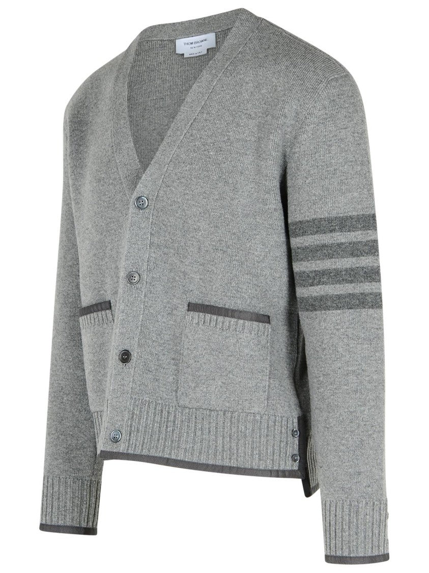 Thom Browne Milano 4-Bar' Grey Virgin Wool Cardigan