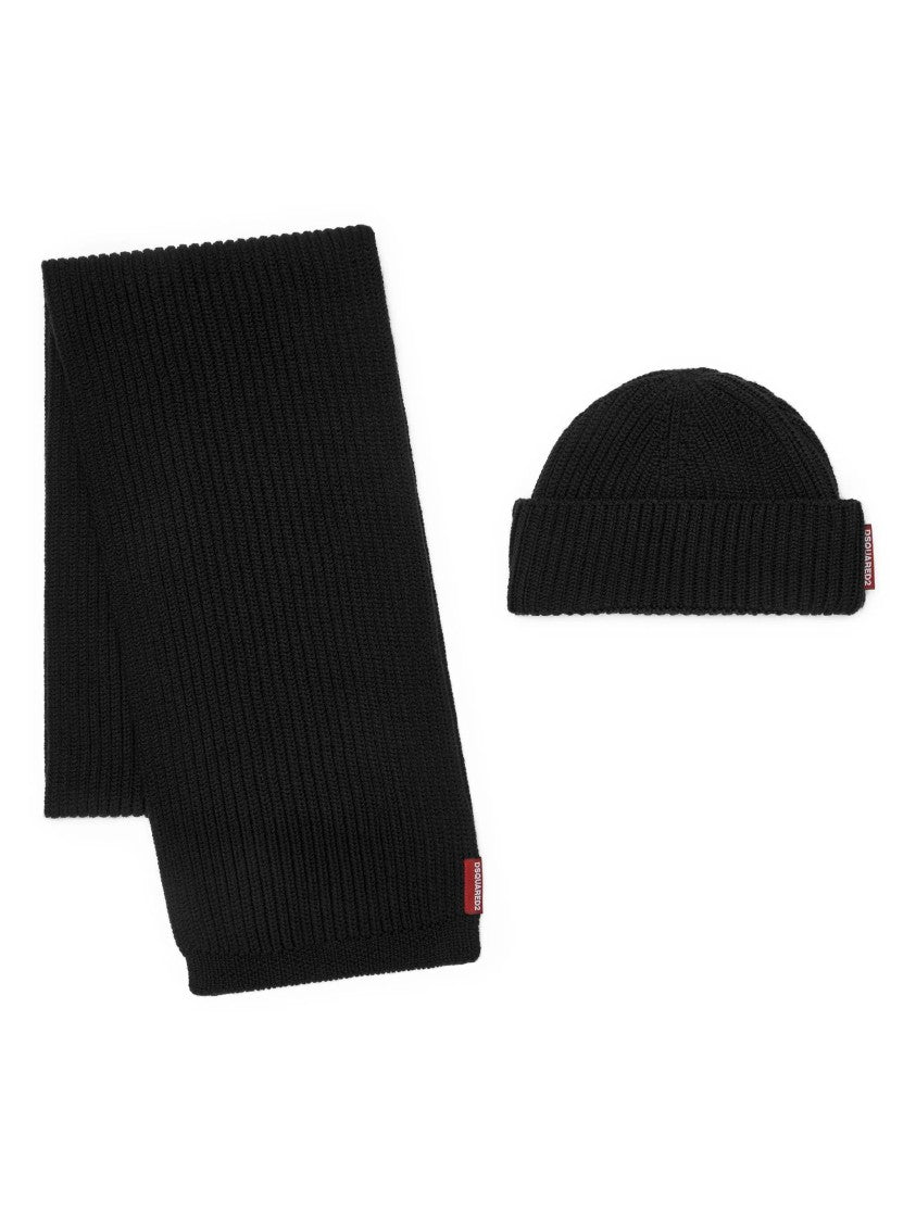 Dsquared2 Gift Box Ribbed Black Wool Set
