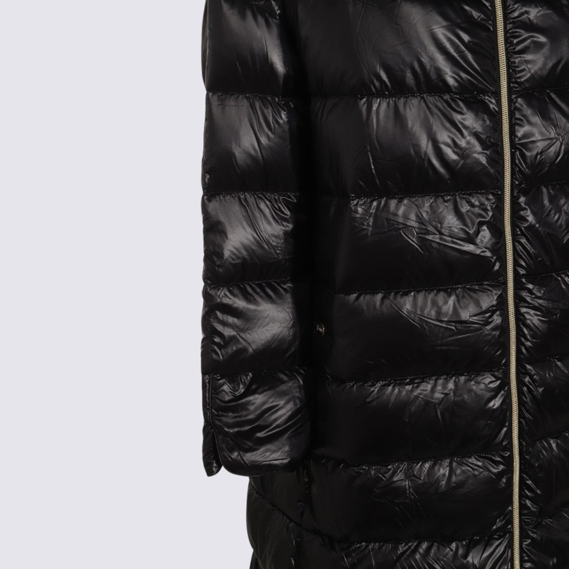 Herno Glossy Quilted Black Down Coat With Structured Collar