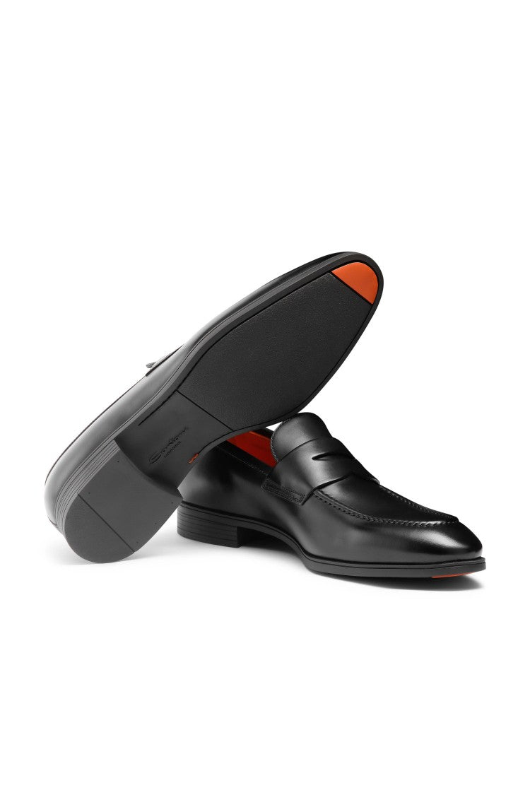 Santoni Leather Penny Loafers
