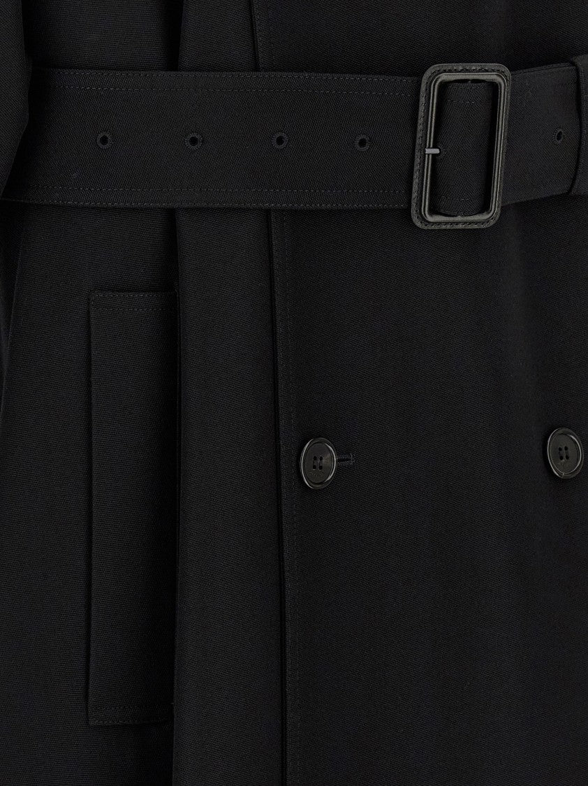 Saint Laurent Double-Breasted Grain De Poudre Wool Coat