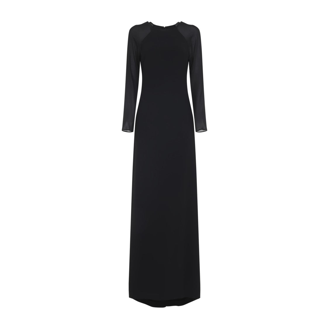 Alberta Ferretti Floor-Length Black Dress With Sheer Sleeves