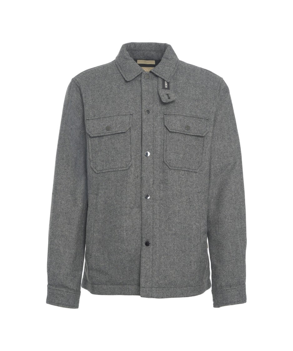 Woolrich Mélange Finish Gray Woolrich Jacket With Classic Collar And Textured Detail