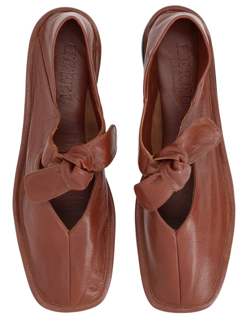 Hereu Brown Llasada Lambskin Knotted Flats
