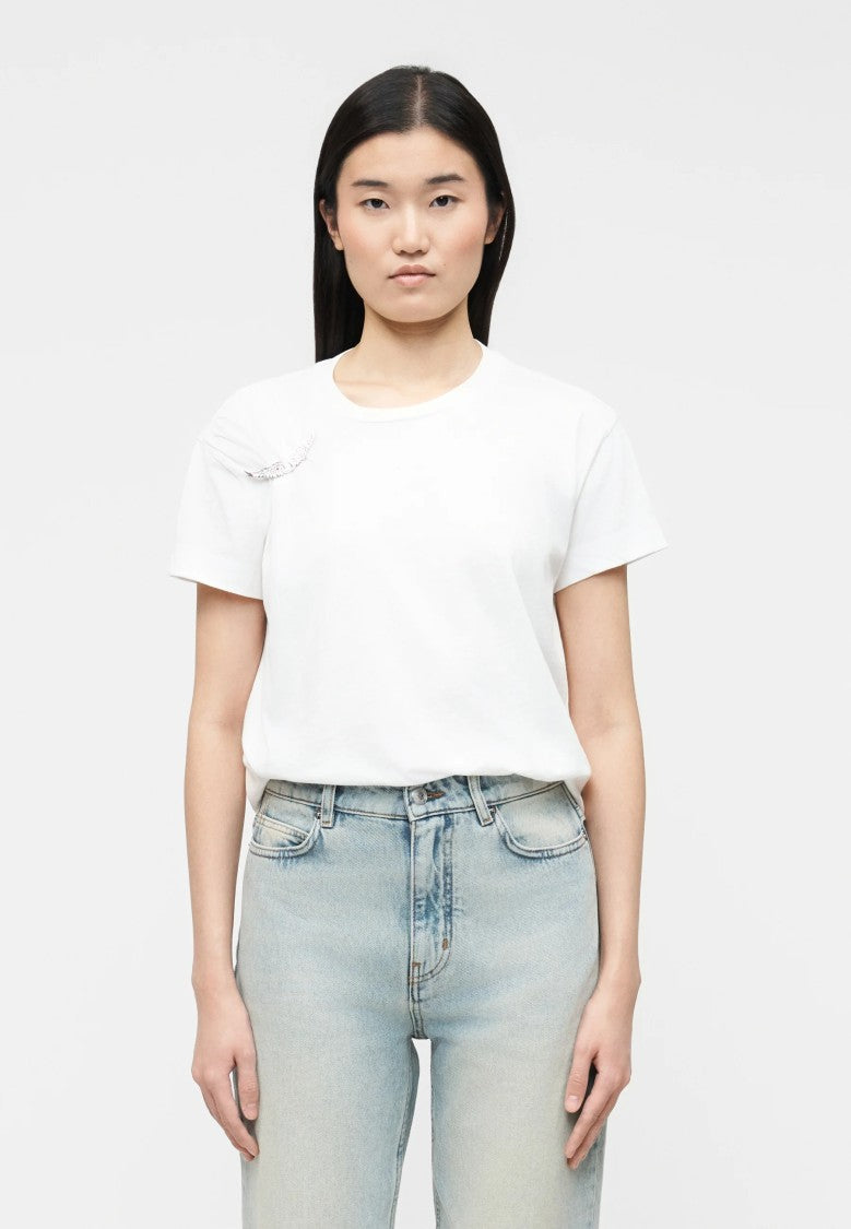 Zadig & Voltaire White Wing-Shaped Embellishment T-Shirt