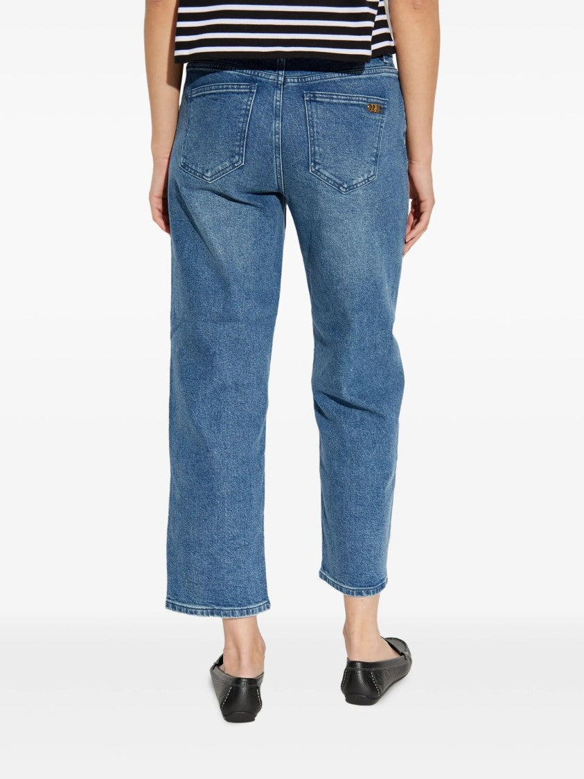 Michael Kors Mid-Blue Denim Jeans With Slightly Faded Wash And Straight-Leg Silhouette