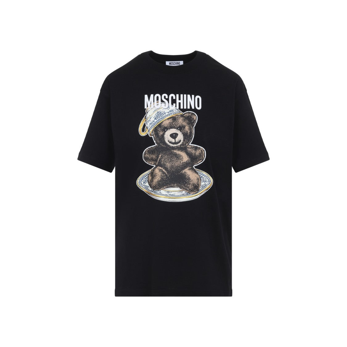 Moschino Black Cotton T-Shirt With Playful Bear Graphic