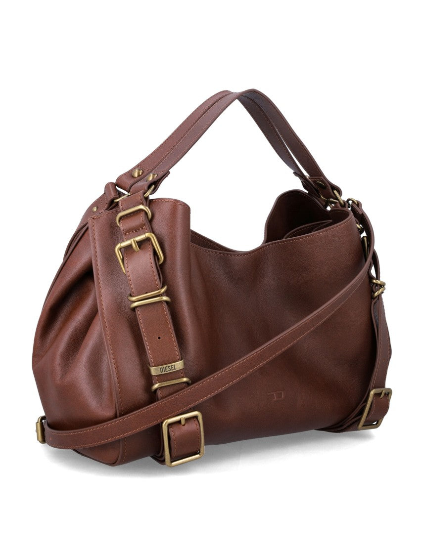 Diesel Slouchy Brown Leather D-One Top Handle Handbag