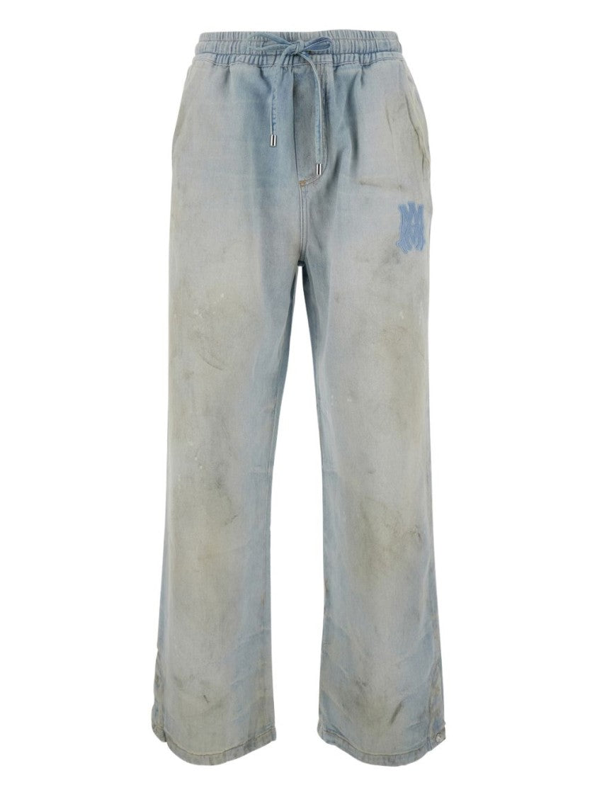 Amiri Relaxed Fit Light Blue Distressed Jeans