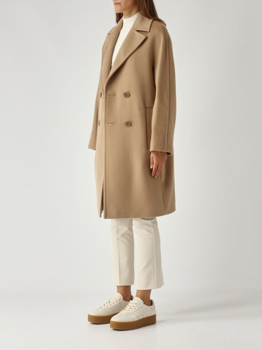 Max Mara Double-Breasted Virgin Wool Camel Coat