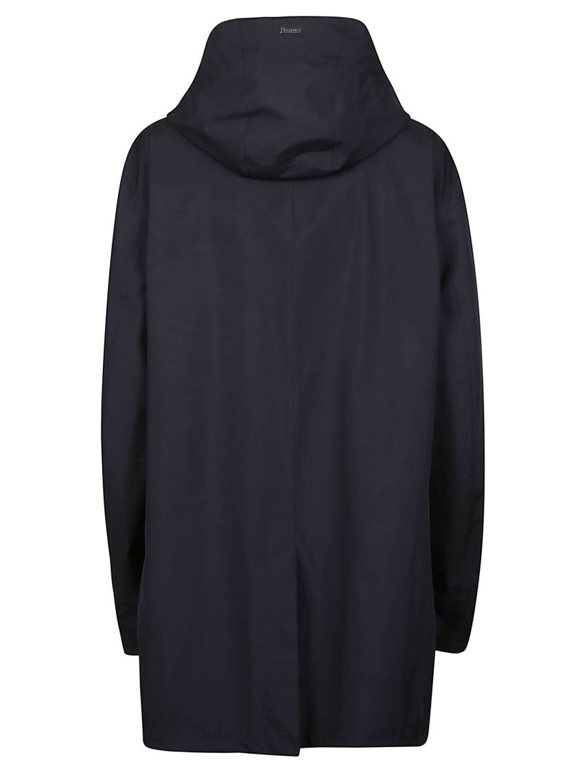 Herno Blue Polyester Minimalist Raincoat