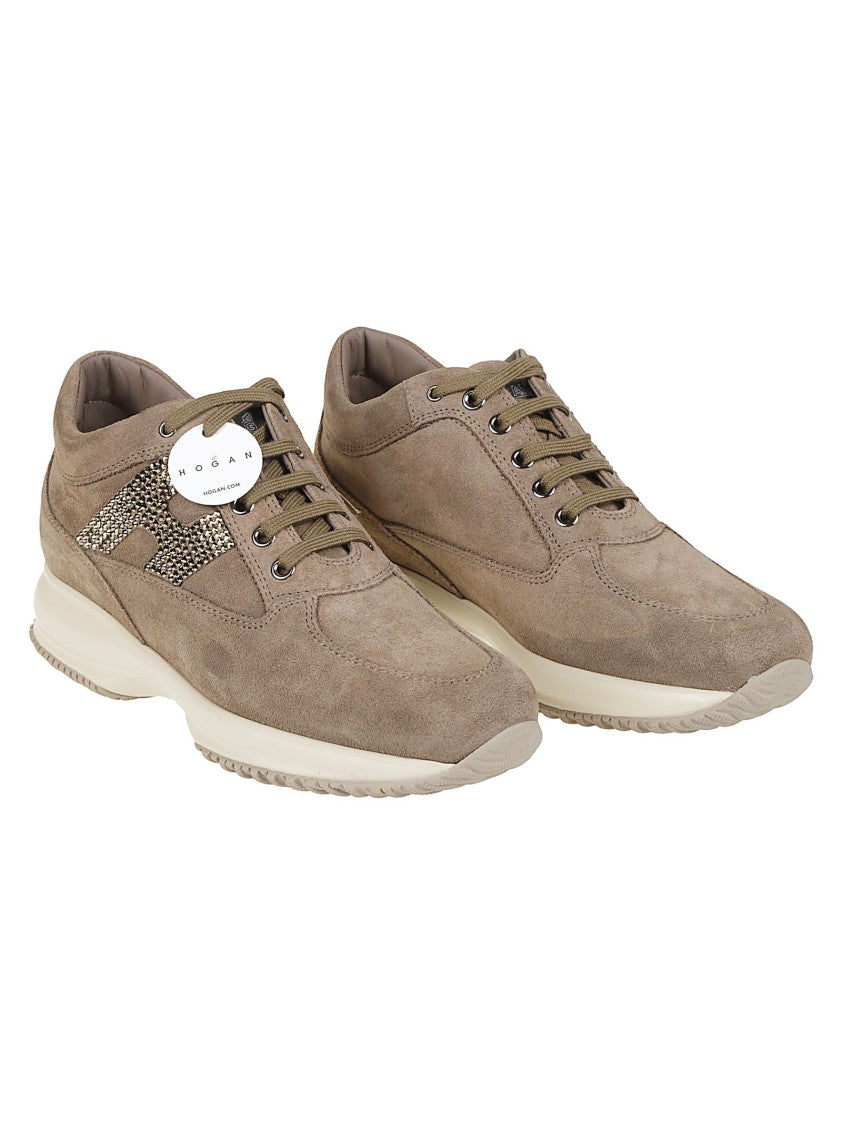 Hogan Taupe Interactive Calf Leather Sneakers