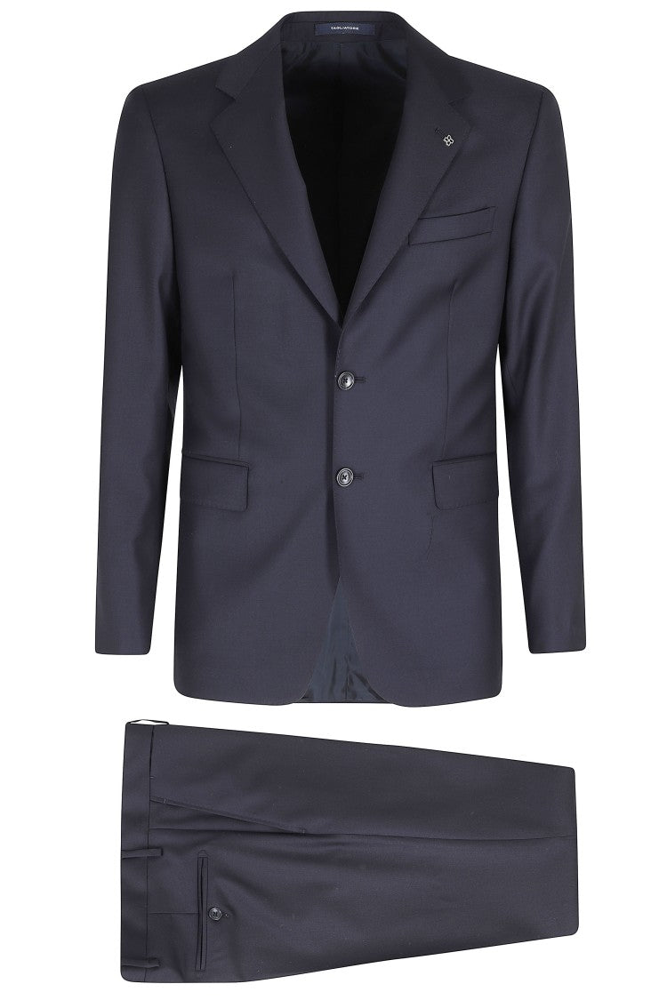 Tagliatore Blue Double-Breasted Tailored Flap Pocket Wool Suit
