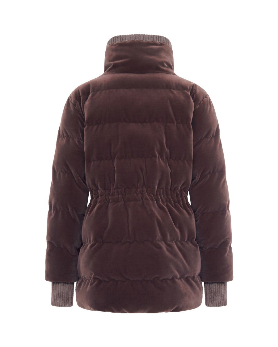 Fabiana Filippi Bark Quilted Gathered Velvet Down Jacket