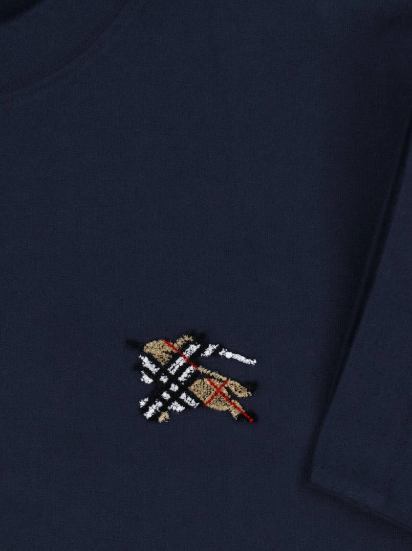 Burberry Navy Cotton T-Shirt With Ekd Logo