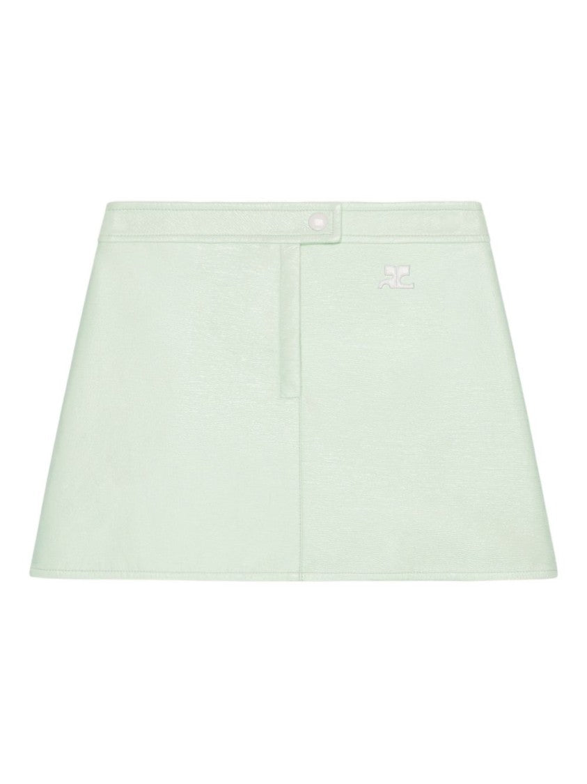 Courrèges A-Line Mini Skirt With Tonal Logo And Discreet Button Closure