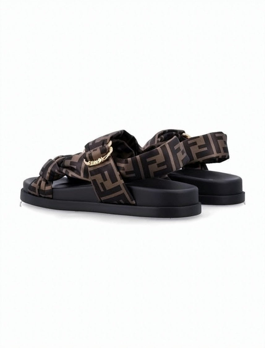 Fendi Monogram Pattern Sandal With Padded Straps