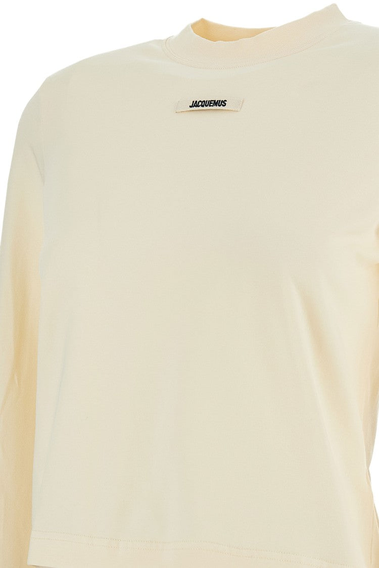 Jacquemus Cropped Cream Long-Sleeved T-Shirt