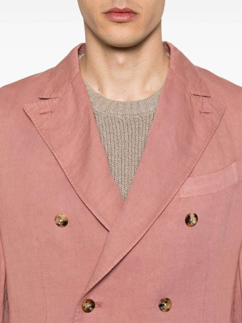 Boglioli Double-Breasted Tailored Black Jacket With Fabric Blend