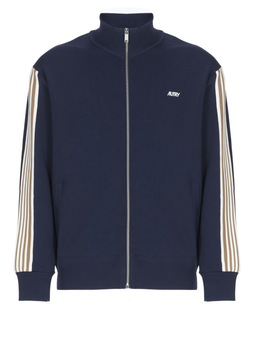 Autry High Neck Blue Viscose Sweatshirt