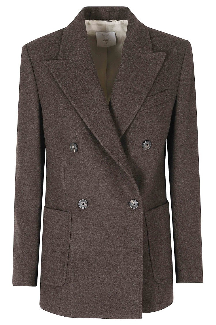 Eleventy Moro Double-Breasted Peak Lapel Patch Pockets Wool Blazer