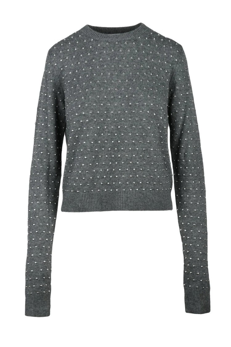 Sportmax Sierra Cropped Sweater With Studs - Grey