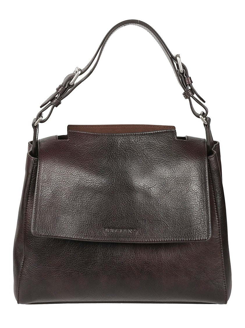 Orciani Sveva Medium Structured Brown Calfskin Handbag