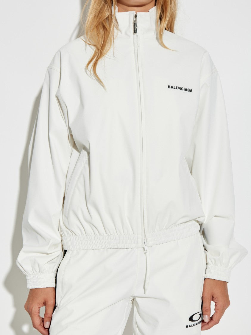 Balenciaga White Tracksuit High Collar Polyester Jacket
