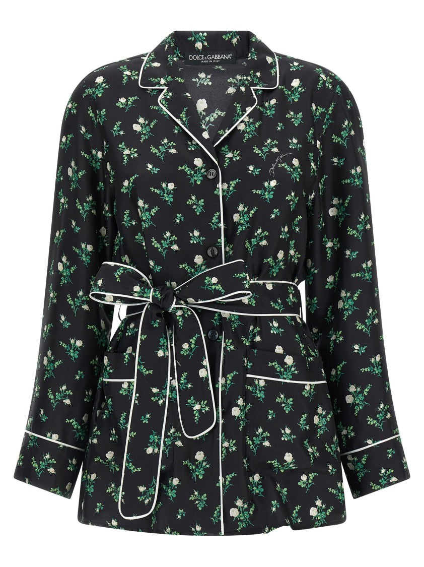 Dolce & Gabbana Roselline And Mughetti Floral Print Silk Twill Shirt