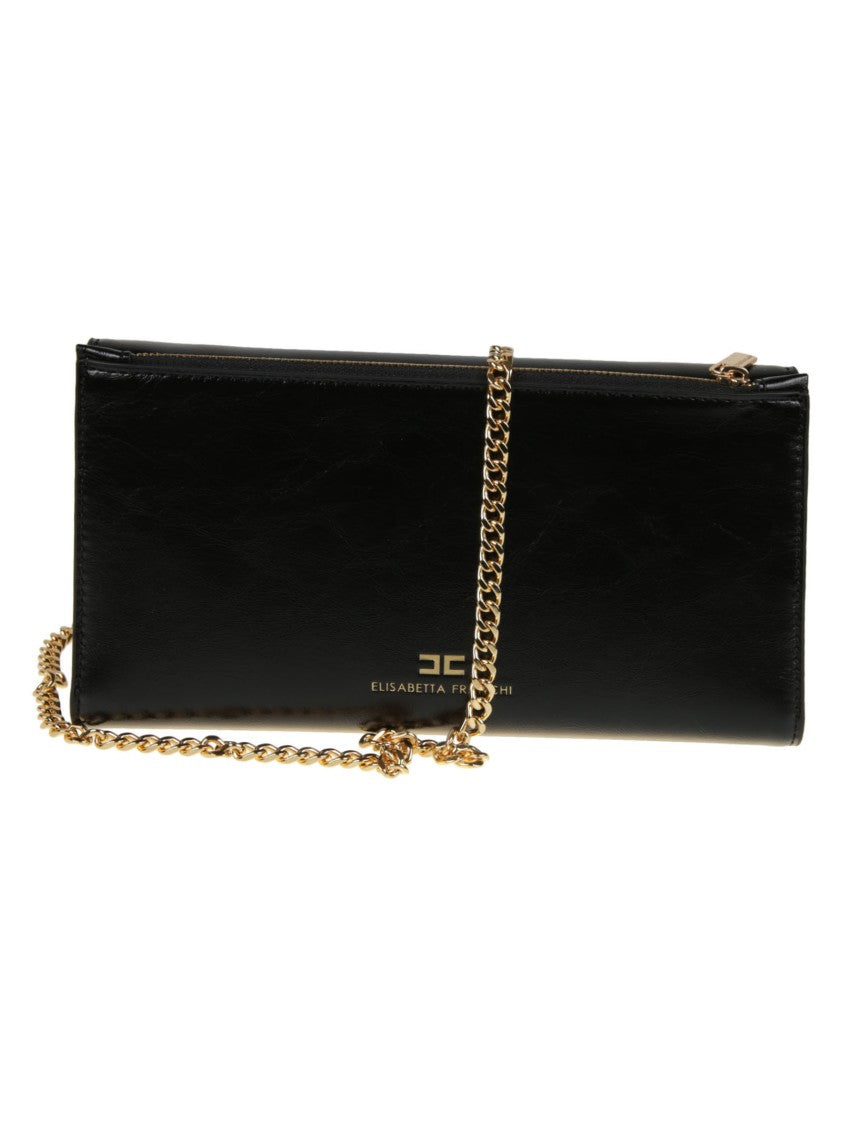 Elisabetta Franchi Rectangular Chain Wallet Glossy Clutch