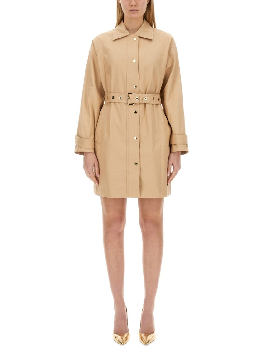 Michael Michael Kors Belted Cotton Trench Coat With Classic Collar And Button Details