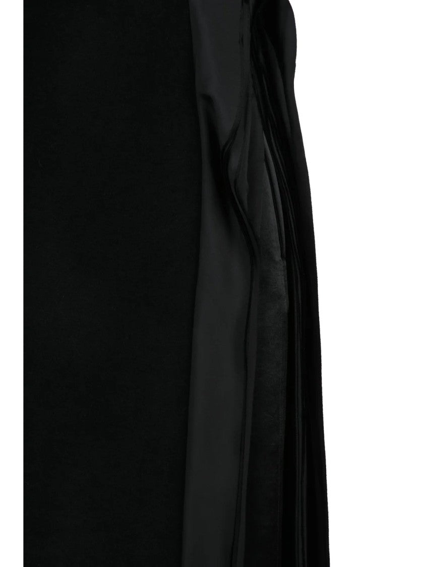 Jil Sander Black Polyester-Blend Velvet Panel Pencil Midi Skirt