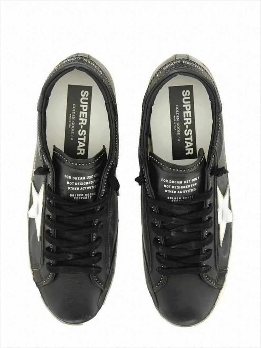 Golden Goose Lambskin Leather Low-Top Sneakers With Distressed Finish