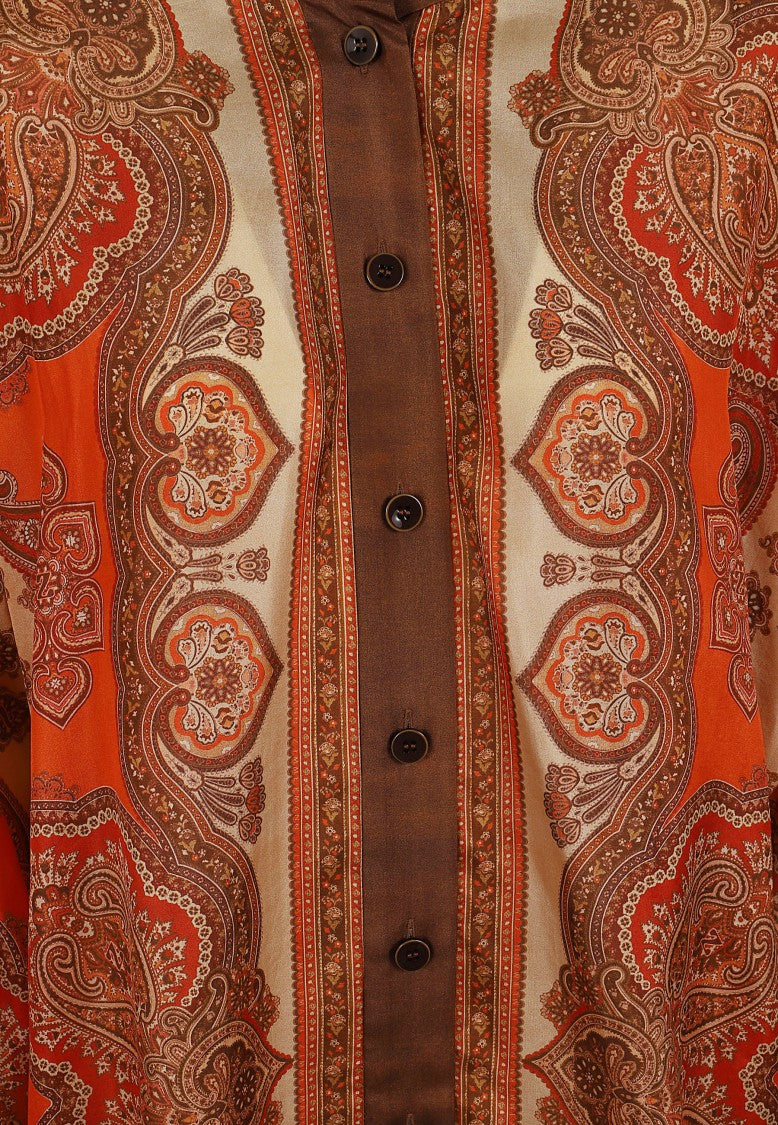 Zimmermann Silk Dolman Shirt With Paisley Print And Structured Cuffs