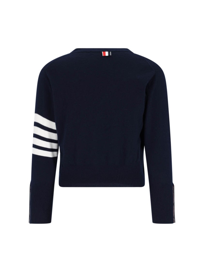 Thom Browne Blue Cashmere "Loopback 4-Bar" Cardigan